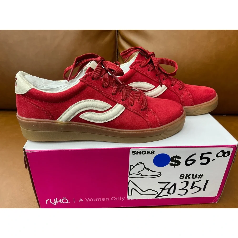Ryka Viv Next Sneakers Women 6.5W Salsa Red  Low‎ Top Gum Sole